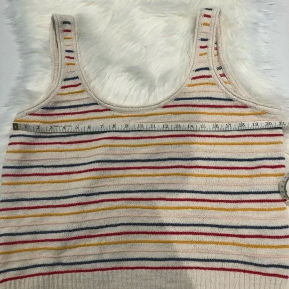 Madewell Womens Beige Striped Sleeveless Scoop Neck Tank Sweater Size 2X Plus - Picture 10 of 12